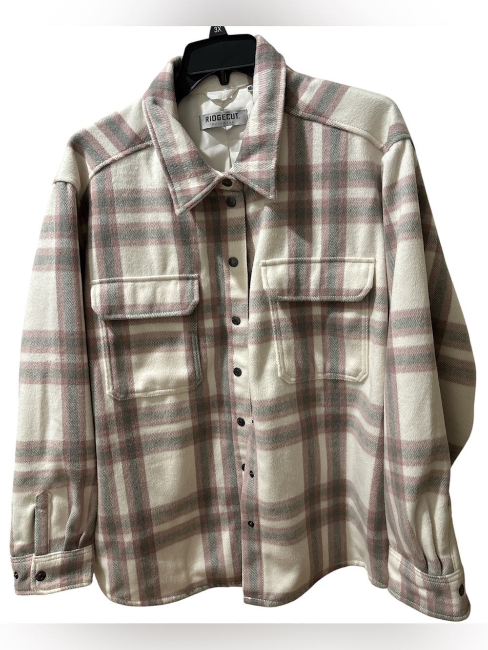 Ridgecut Toughwear Women's Plaid Shirt Jacket Cream Purple Pink Shacket Plus